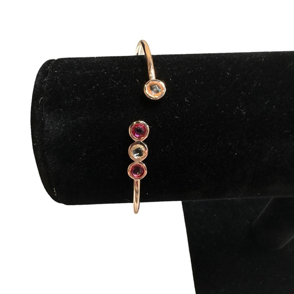 Nordstrom Bracelet Womens Rhodium Rose Gold Bangle Pink - Picture 2 of 6